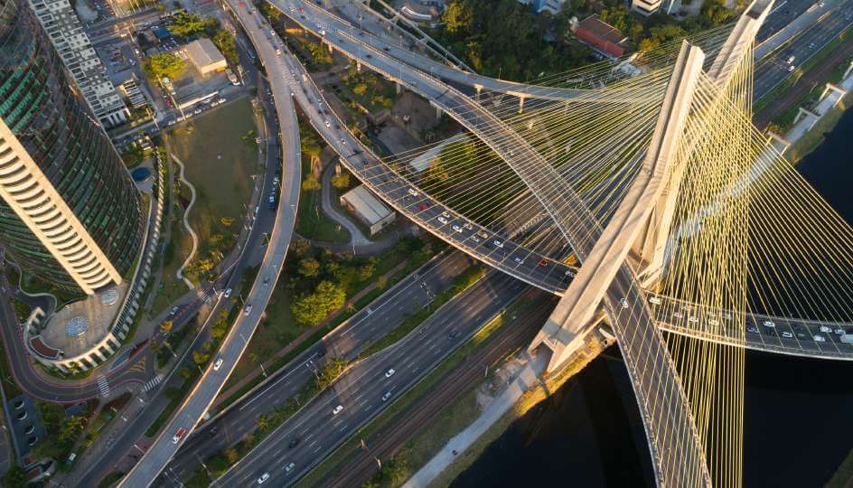 Top View of Estaiada Bridge in Sao Paulo, Brazil